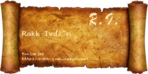 Rakk Iván névjegykártya